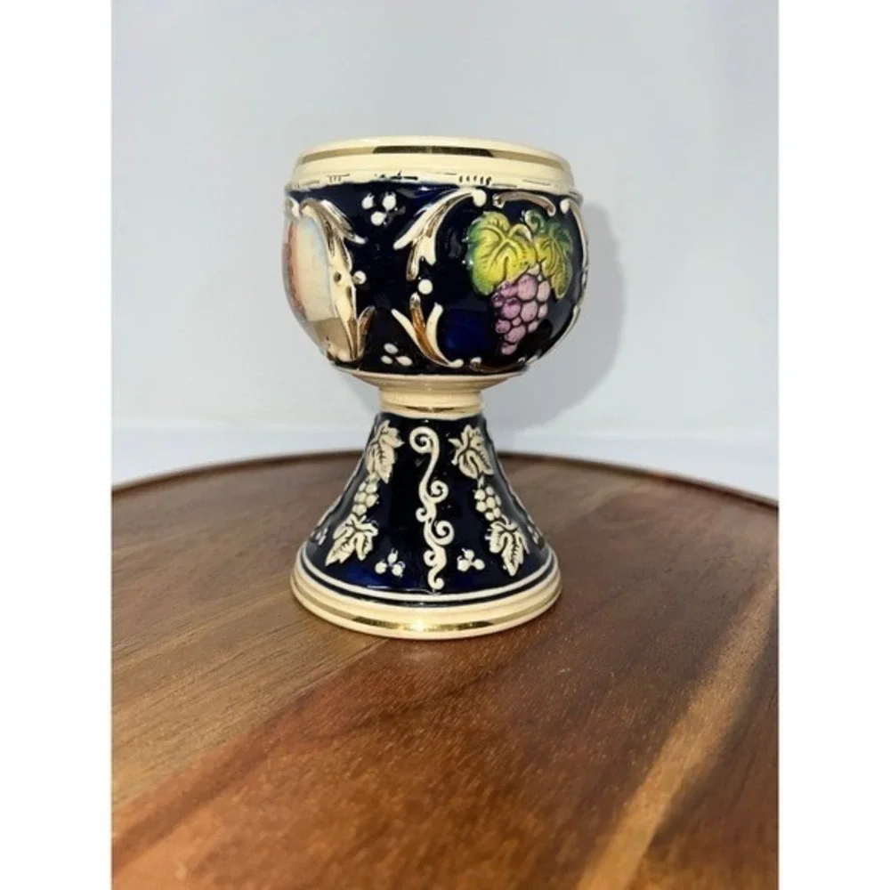 Vintage Innsbruck Ceramic Goblet Souvenir Wine‎ Cup with Grape Vine Motif